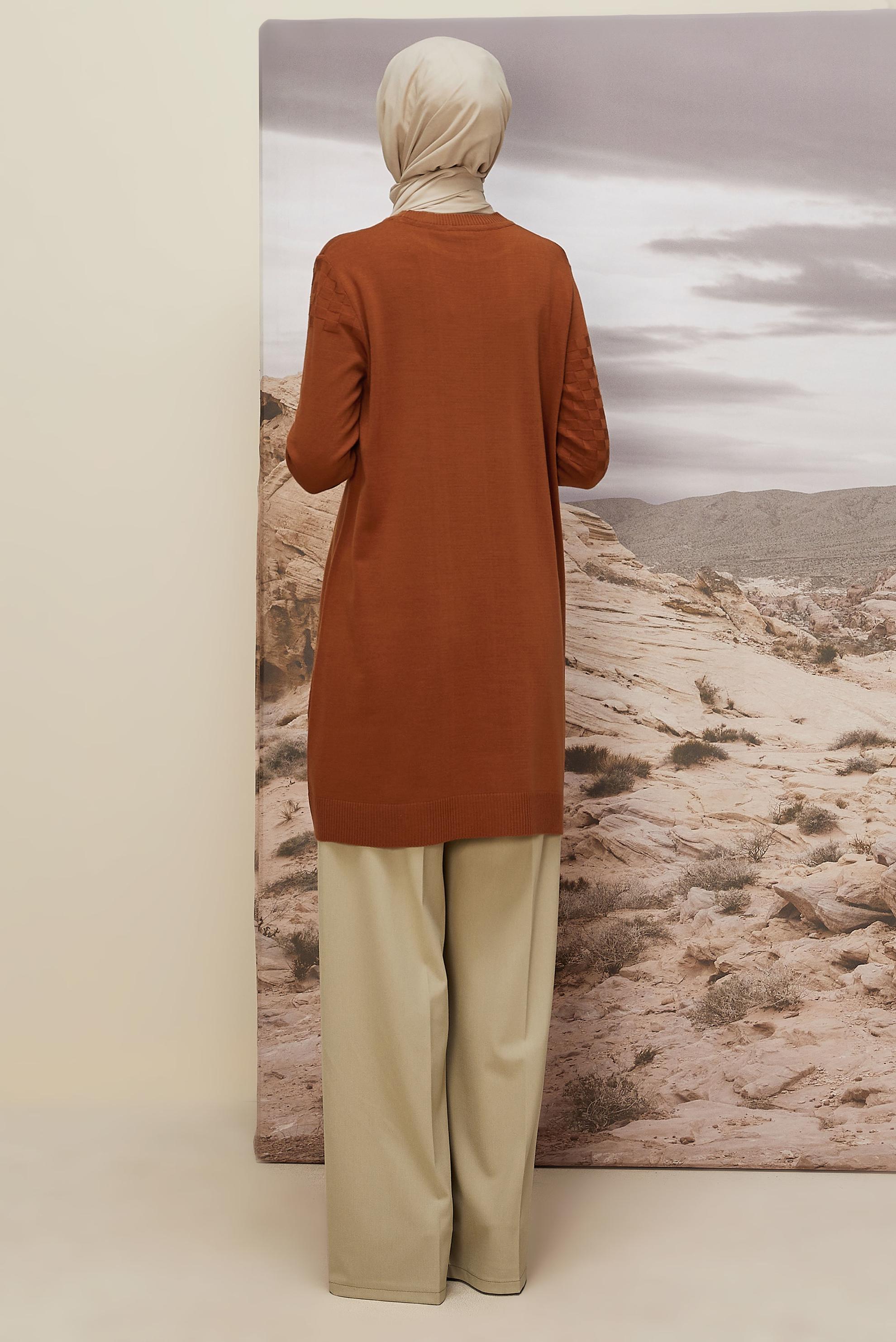 Tesettür giyim TURUNCU TRİKO TUNİK 45806