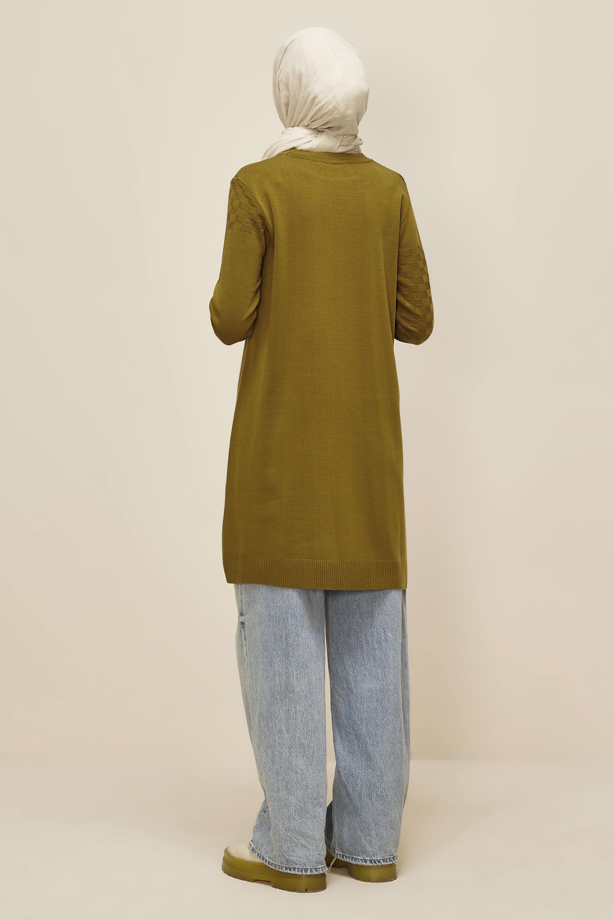 Tesettür giyim YEŞİL TRİKO TUNİK 45806