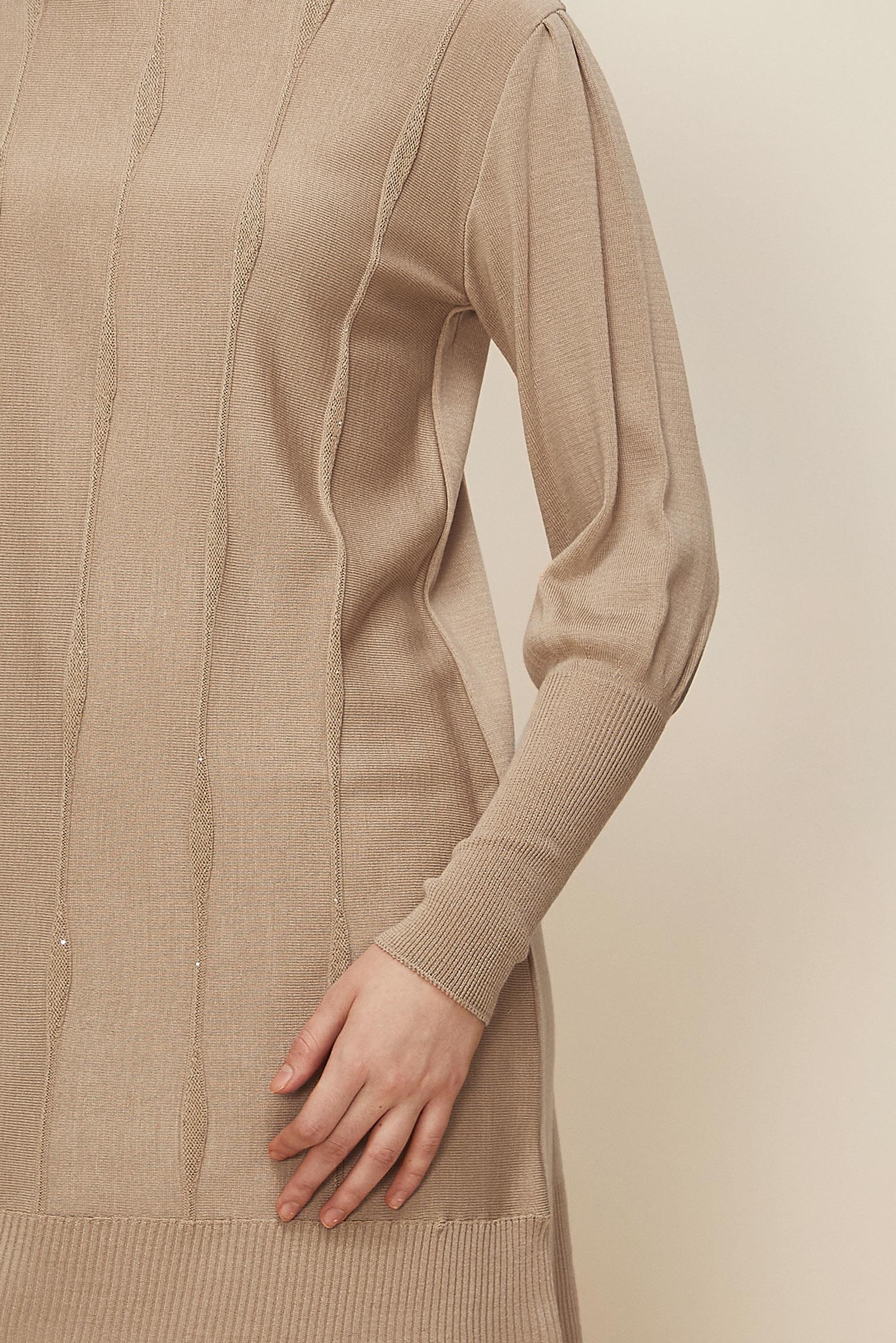 Tesettür giyim BEJ TRİKO TUNİK 45808