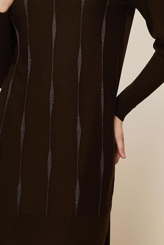 Tesettür giyim KAHVE 45808 TRİKO TUNİK 38-48 - ALVİNA