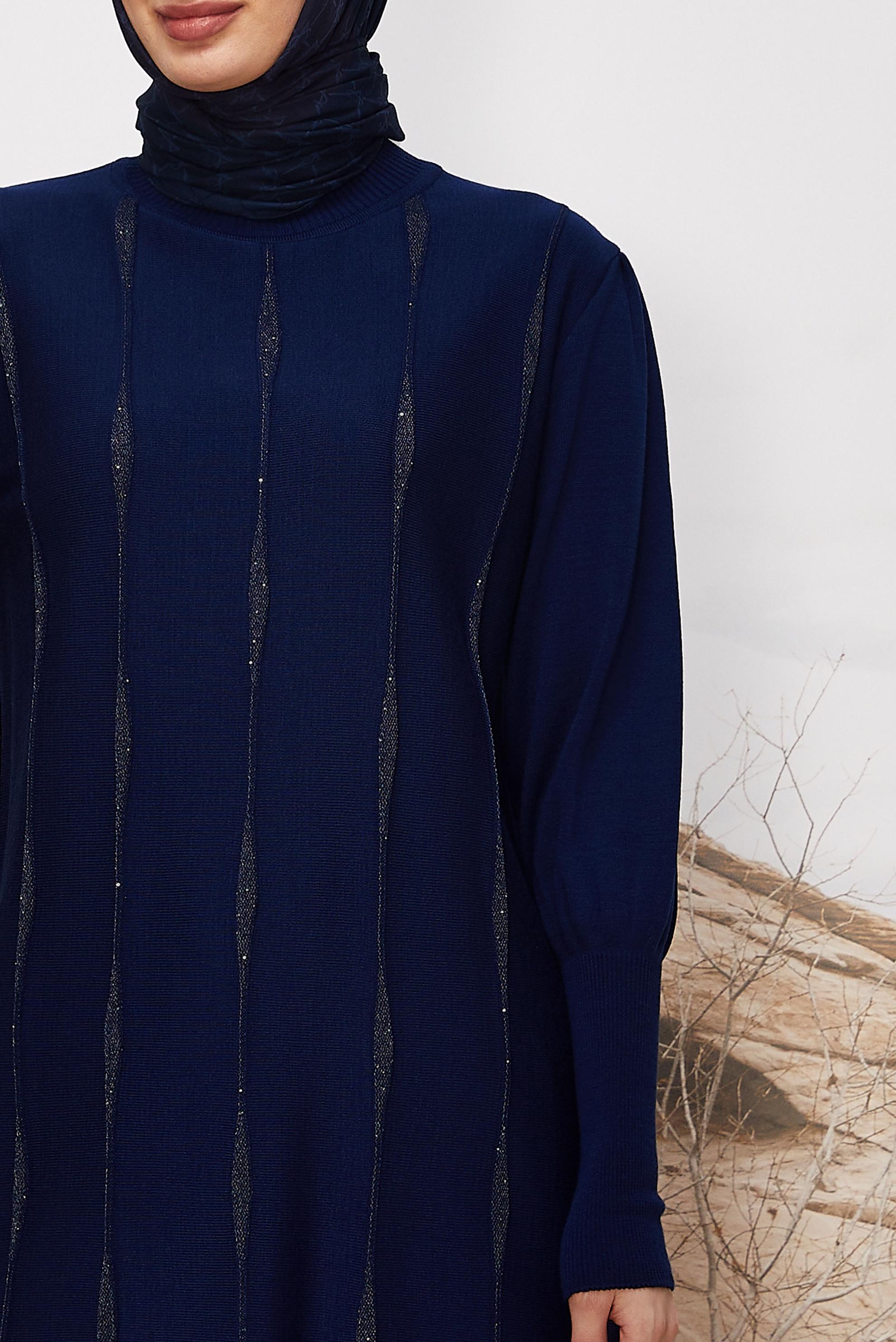 Tesettür giyim LACİVERT 45808 TRİKO TUNİK 38-48