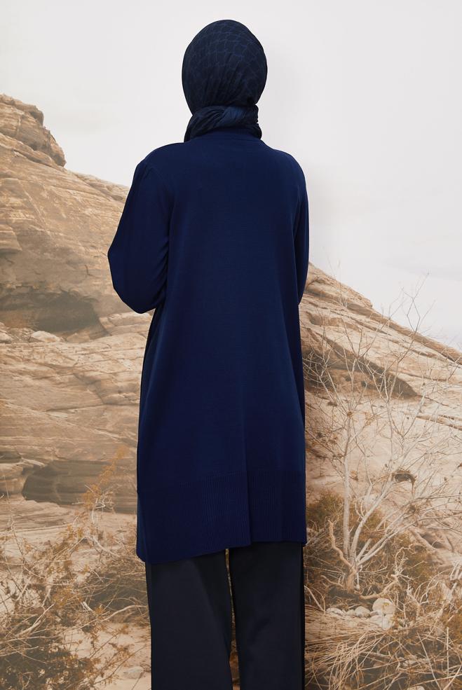 Tesettür giyim LACİVERT 45808 TRİKO TUNİK 38-48 - ALVİNA