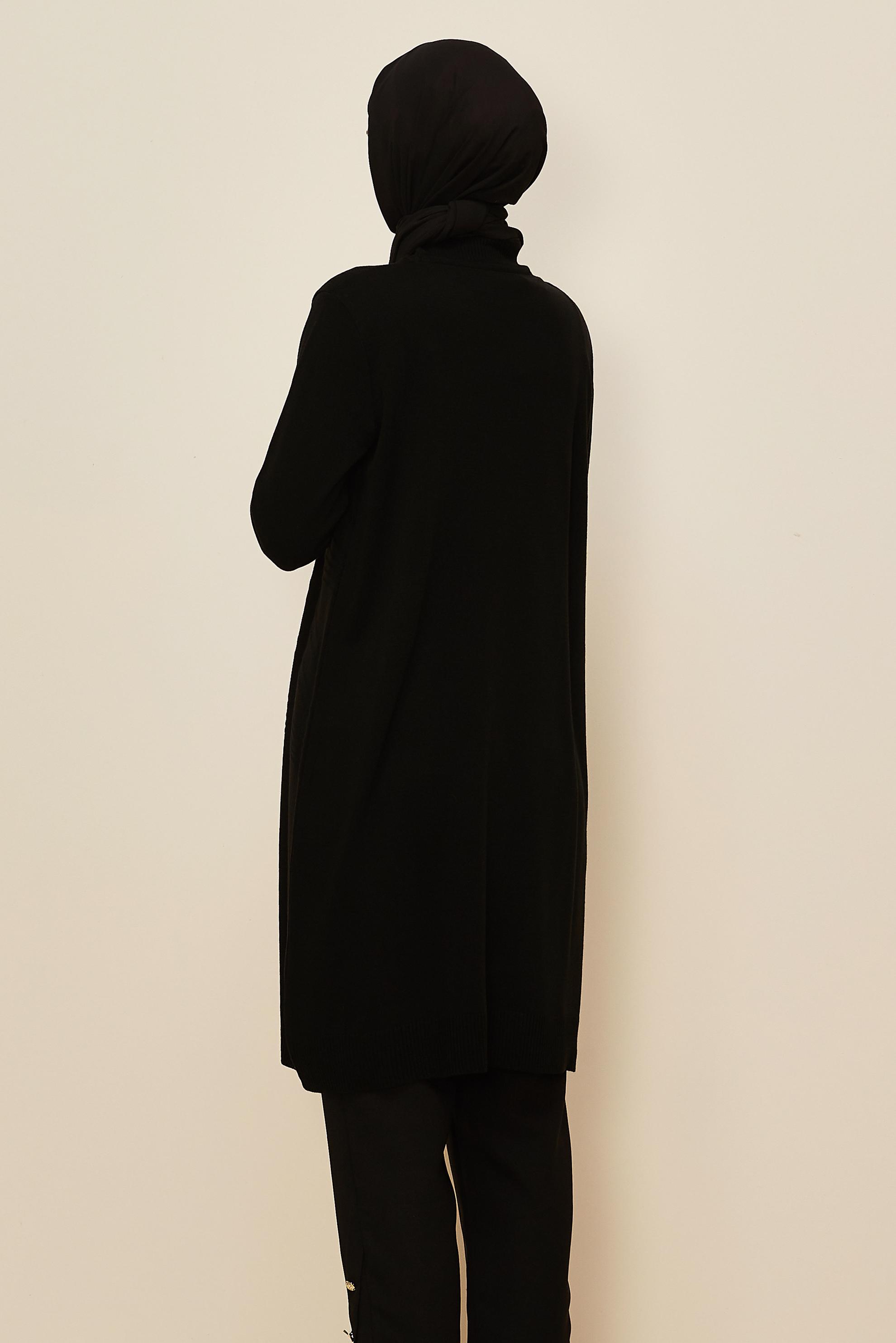 Vêtements hijab NOIR 45810 TRİKO TUNİK 40-48