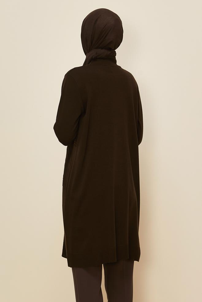 Tesettür giyim KAHVE 45810 TRİKO TUNİK 40-48 - ALVİNA