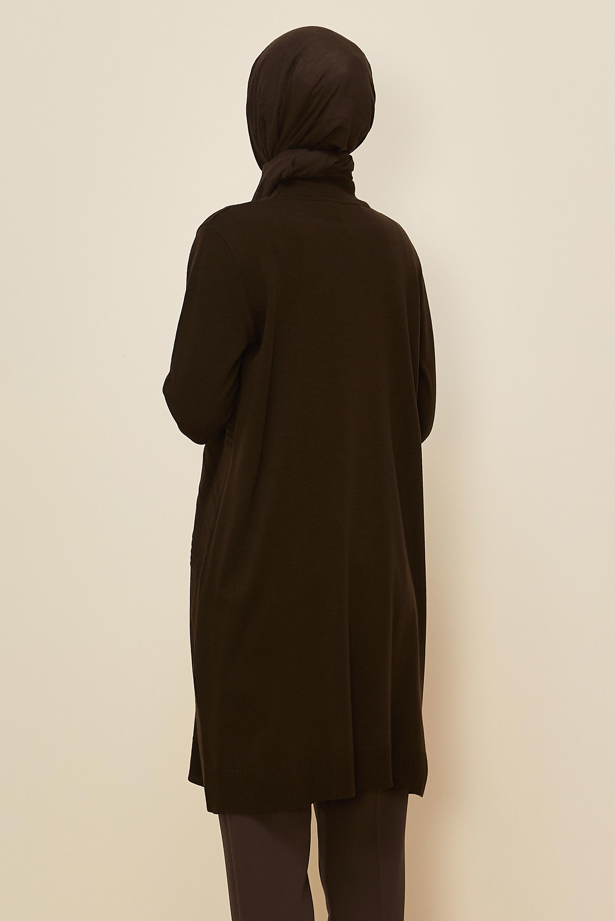 Tesettür giyim KAHVE 45810 TRİKO TUNİK 40-48