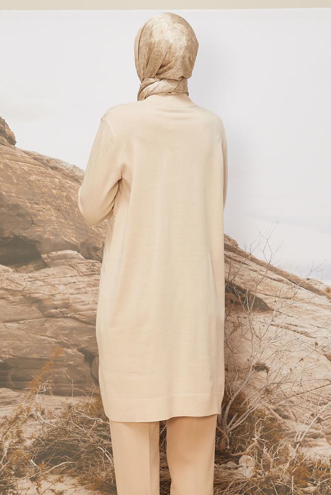 Tesettür giyim BEJ 45810 TRİKO TUNİK 40-48 - ALVİNA