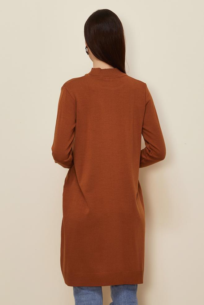 Tesettür giyim TURUNCU DESENLİ TRİKO TUNİK 45810 - ALVİNA