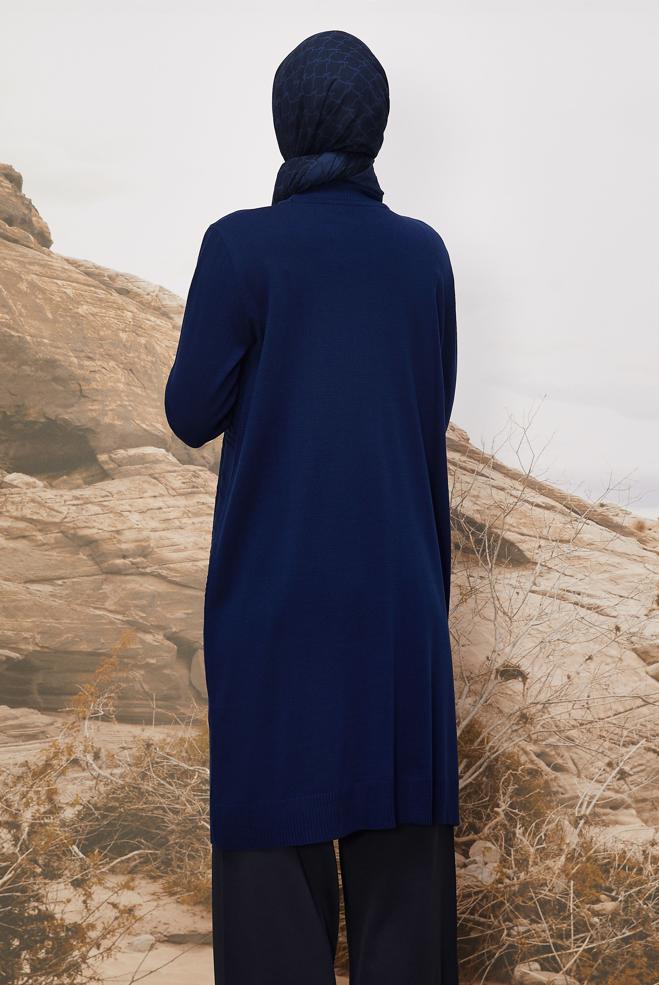 Tesettür giyim LACİVERT 45810 TRİKO TUNİK 40-48 - ALVİNA