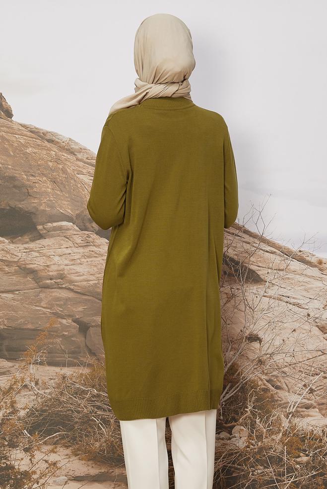 Tesettür giyim YEŞİL DESENLİ TRİKO TUNİK 45810 - ALVİNA