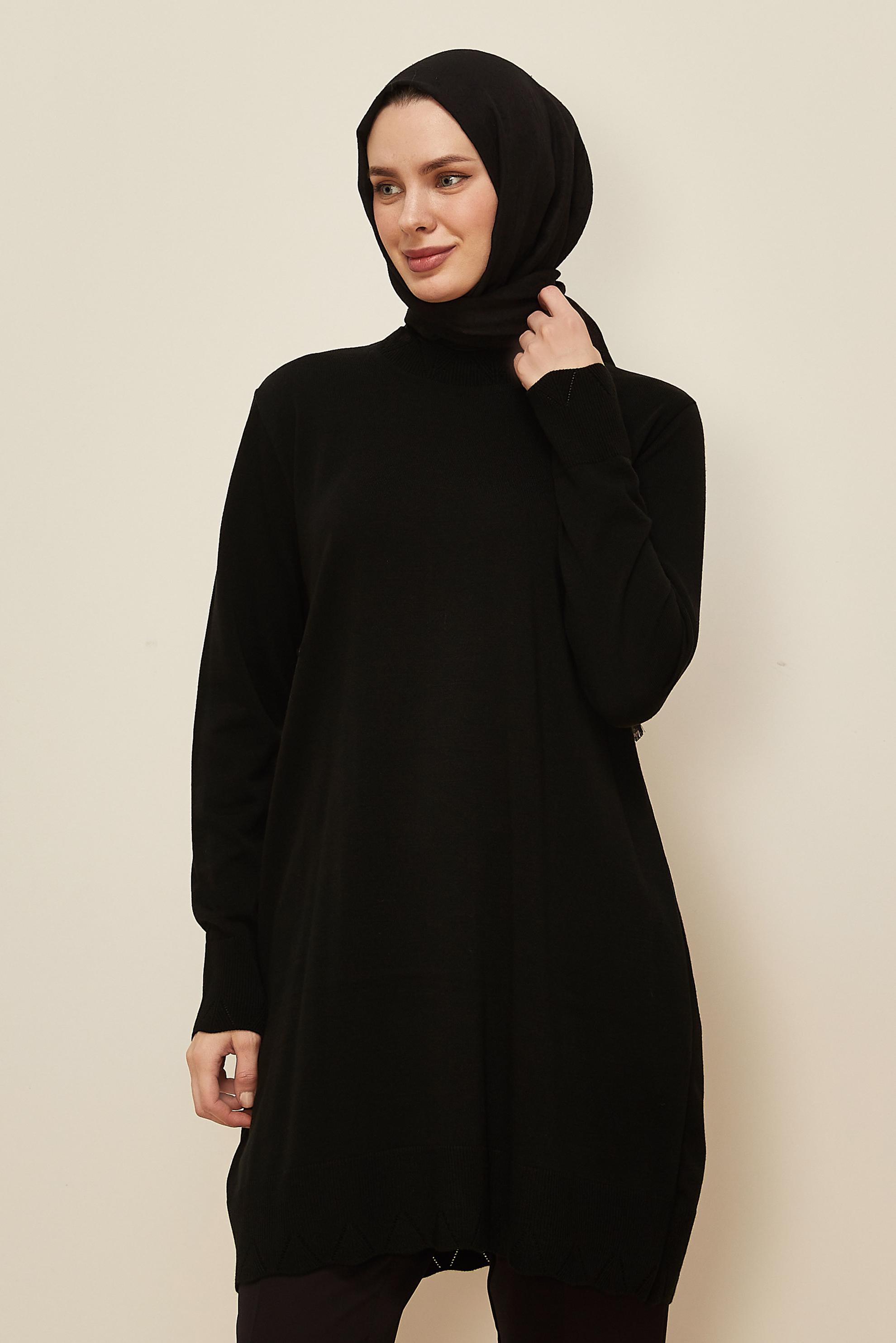 Tesettür giyim SİYAH TRİKO TUNİK 45811