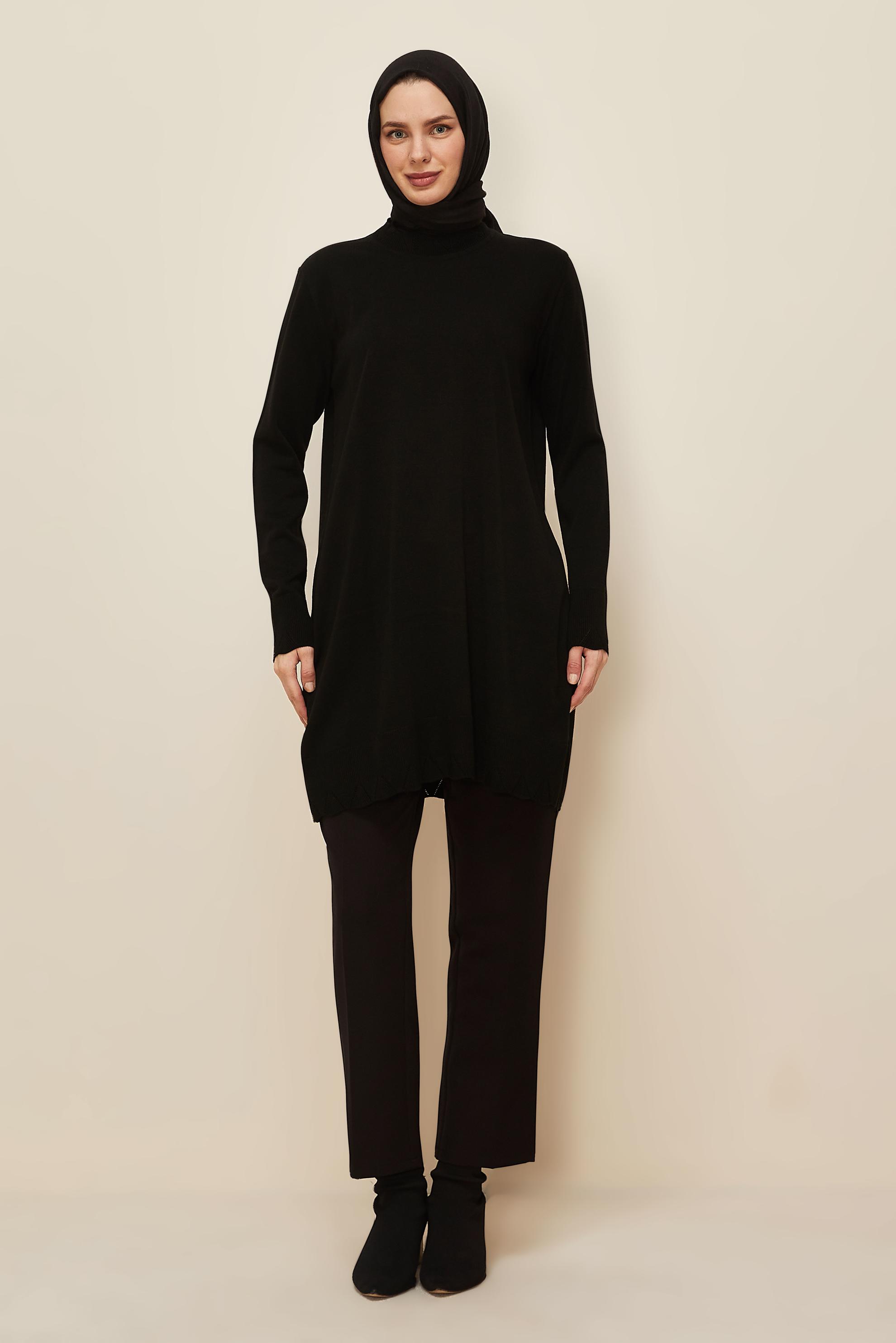 Tesettür giyim SİYAH TRİKO TUNİK 45811