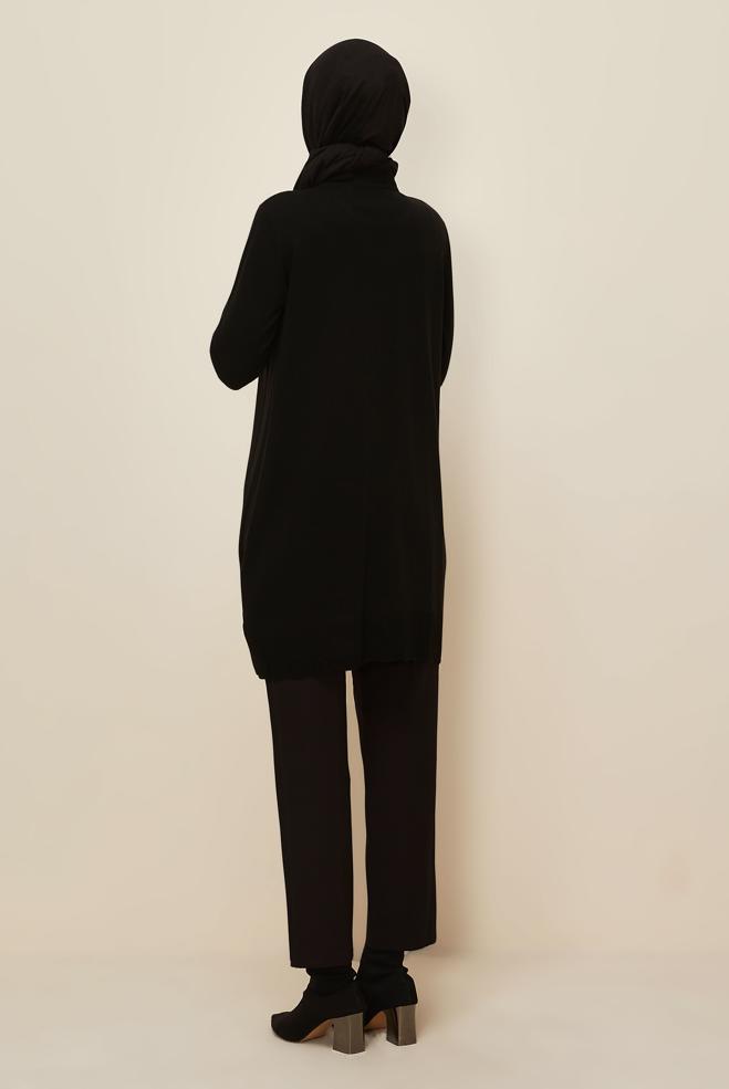 Tesettür giyim SİYAH TRİKO TUNİK 45811 - ALVİNA