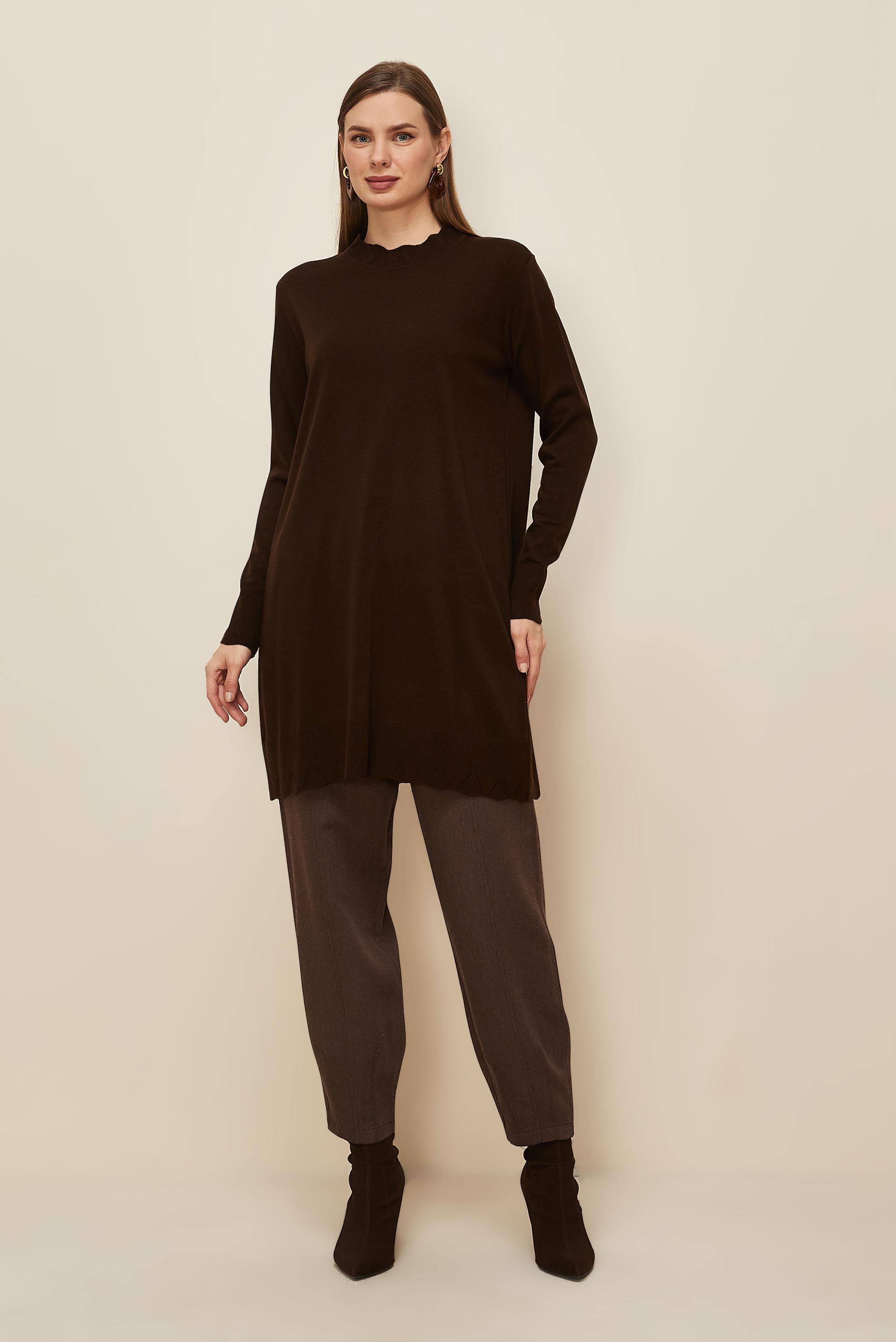 Tesettür giyim KAHVE TRİKO TUNİK 45811