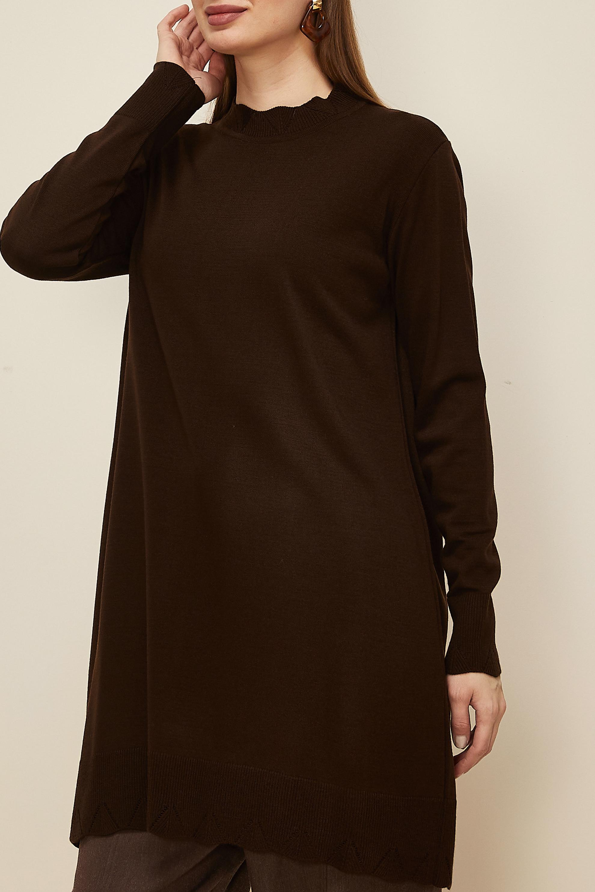 Tesettür giyim KAHVE TRİKO TUNİK 45811