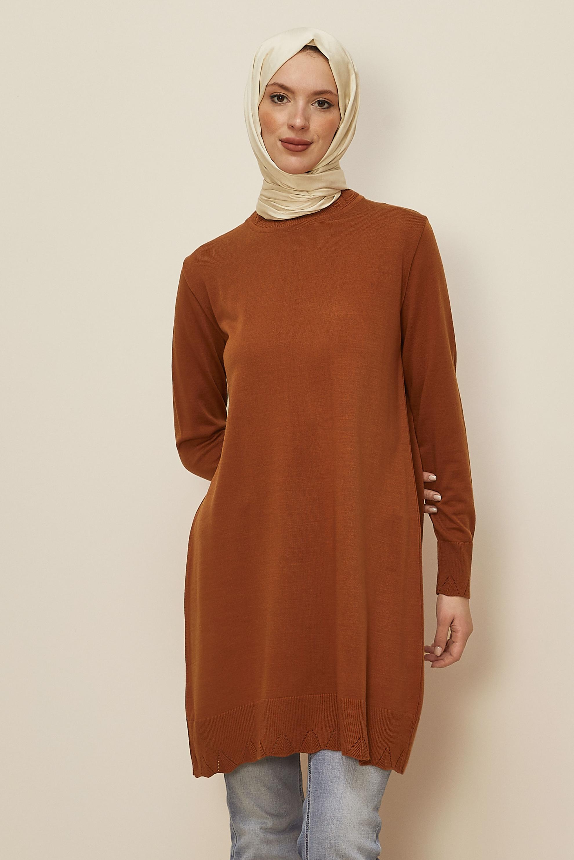 Tesettür giyim TURUNCU TRİKO TUNİK 45811