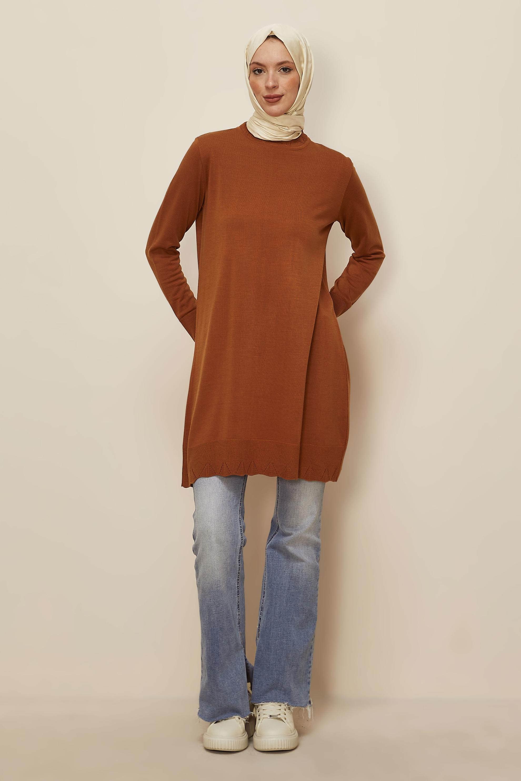 Tesettür giyim TURUNCU TRİKO TUNİK 45811