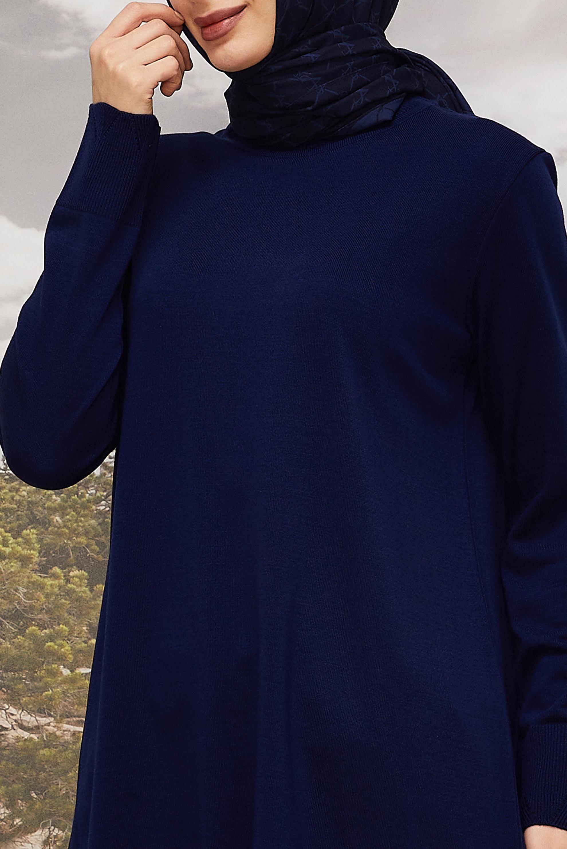 Tesettür giyim LACİVERT 45811 TRİKO TUNİK 40-48