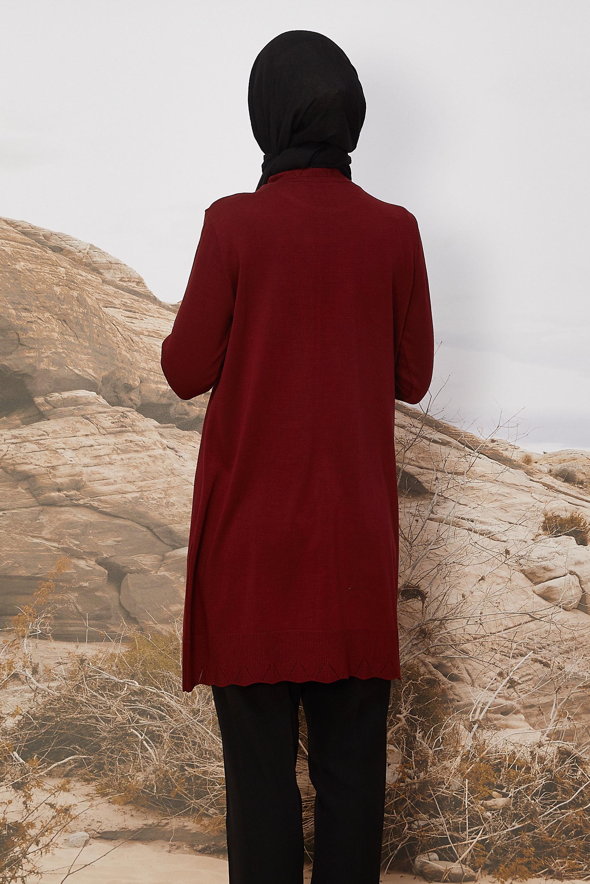 Tesettür giyim BORDO TRİKO TUNİK 45811