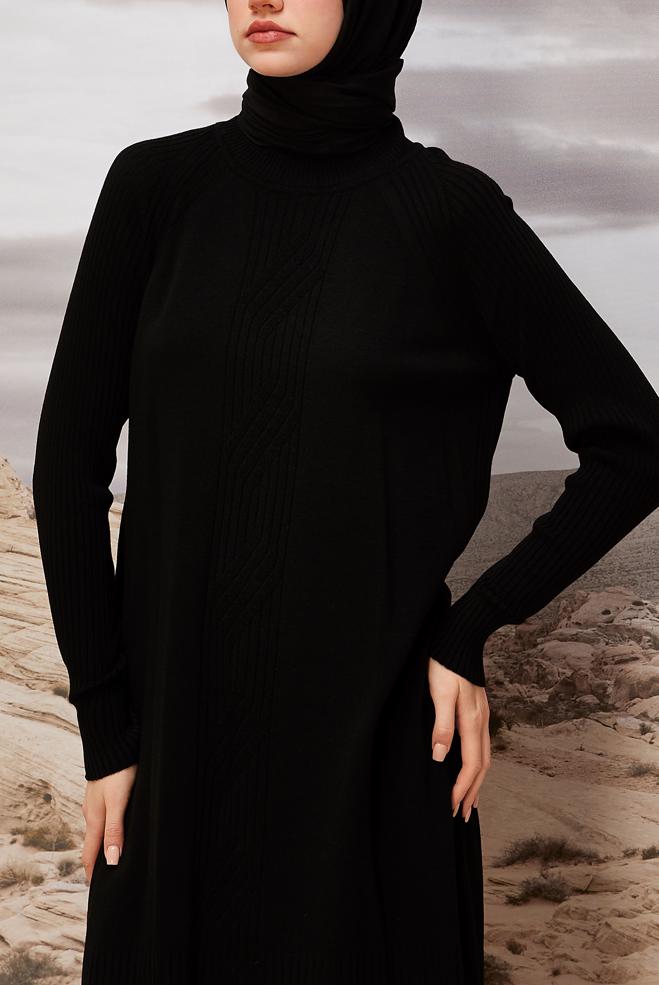 Vêtements hijab NOIR TUNIQUE EN MAILLE 45812 - ALVİNA