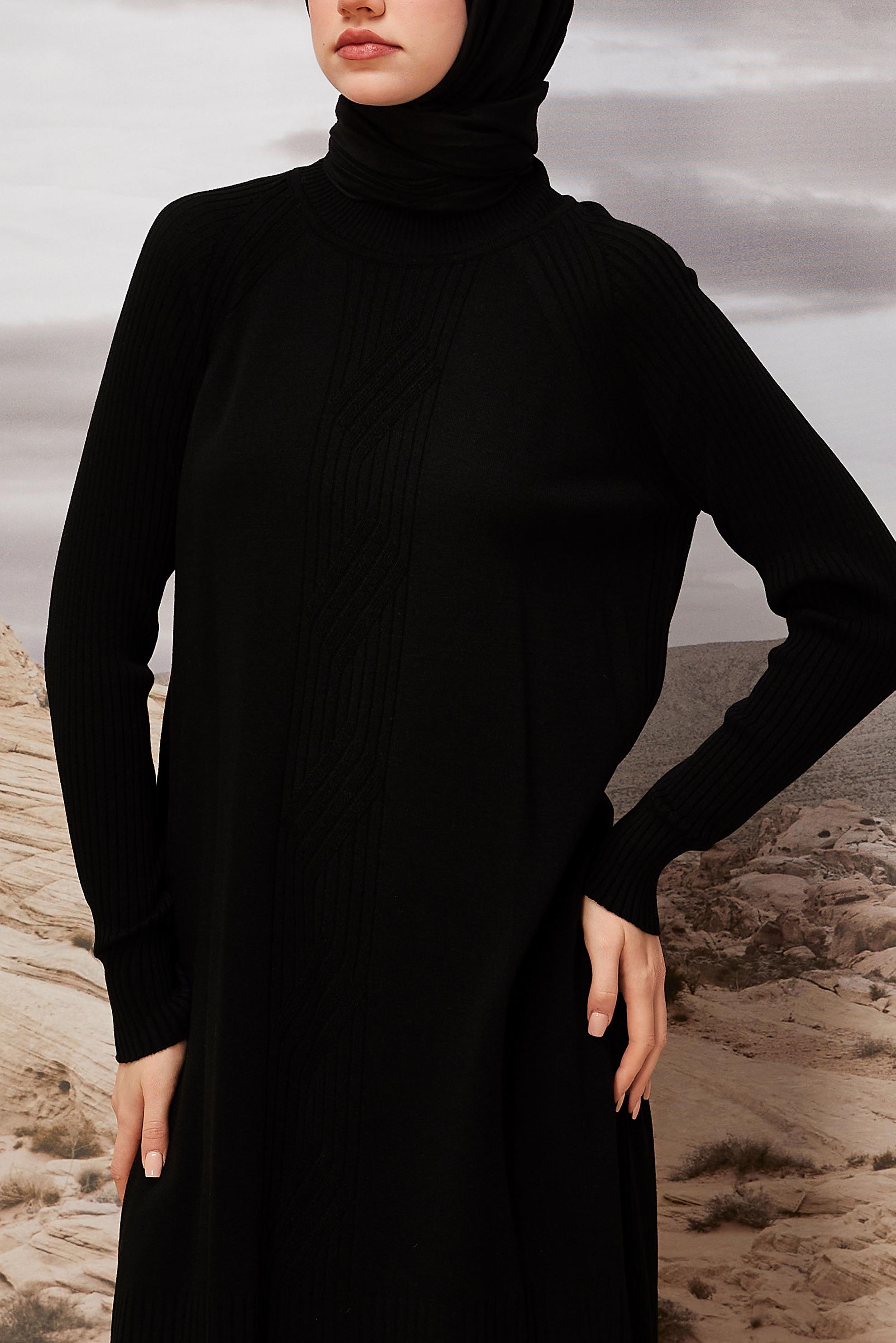 Tesettür giyim SİYAH TRİKO TUNİK 45812