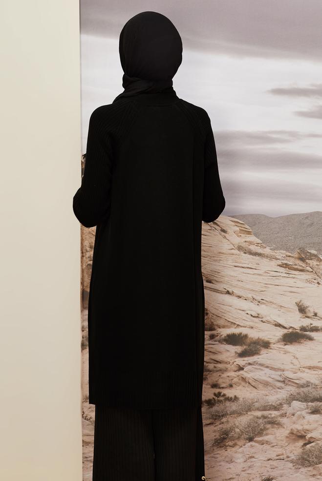 Vêtements hijab NOIR TUNIQUE EN MAILLE 45812 - ALVİNA