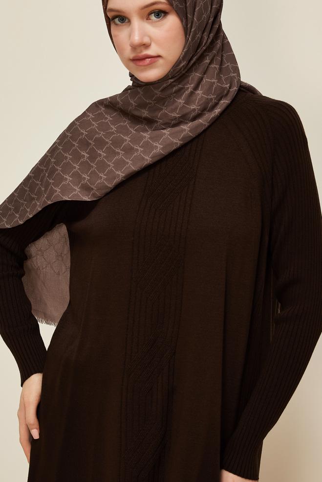 Vêtements hijab BRUN TUNIQUE EN MAILLE 45812 - ALVİNA