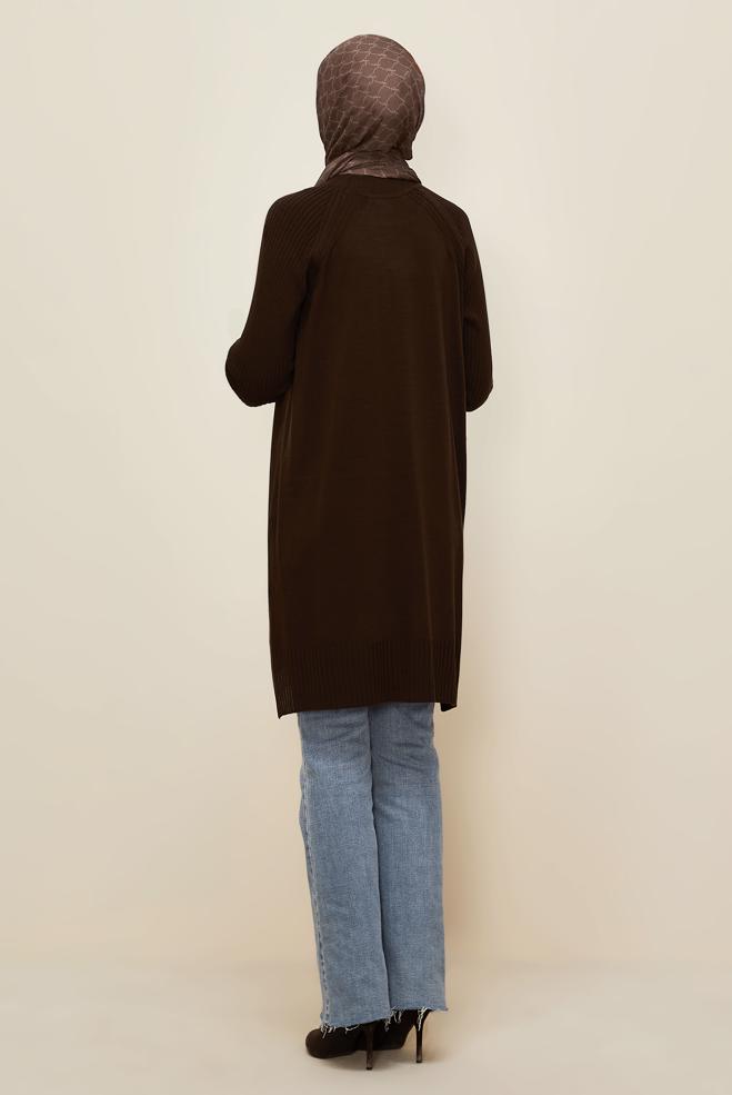 Vêtements hijab BRUN TUNIQUE EN MAILLE 45812 - ALVİNA