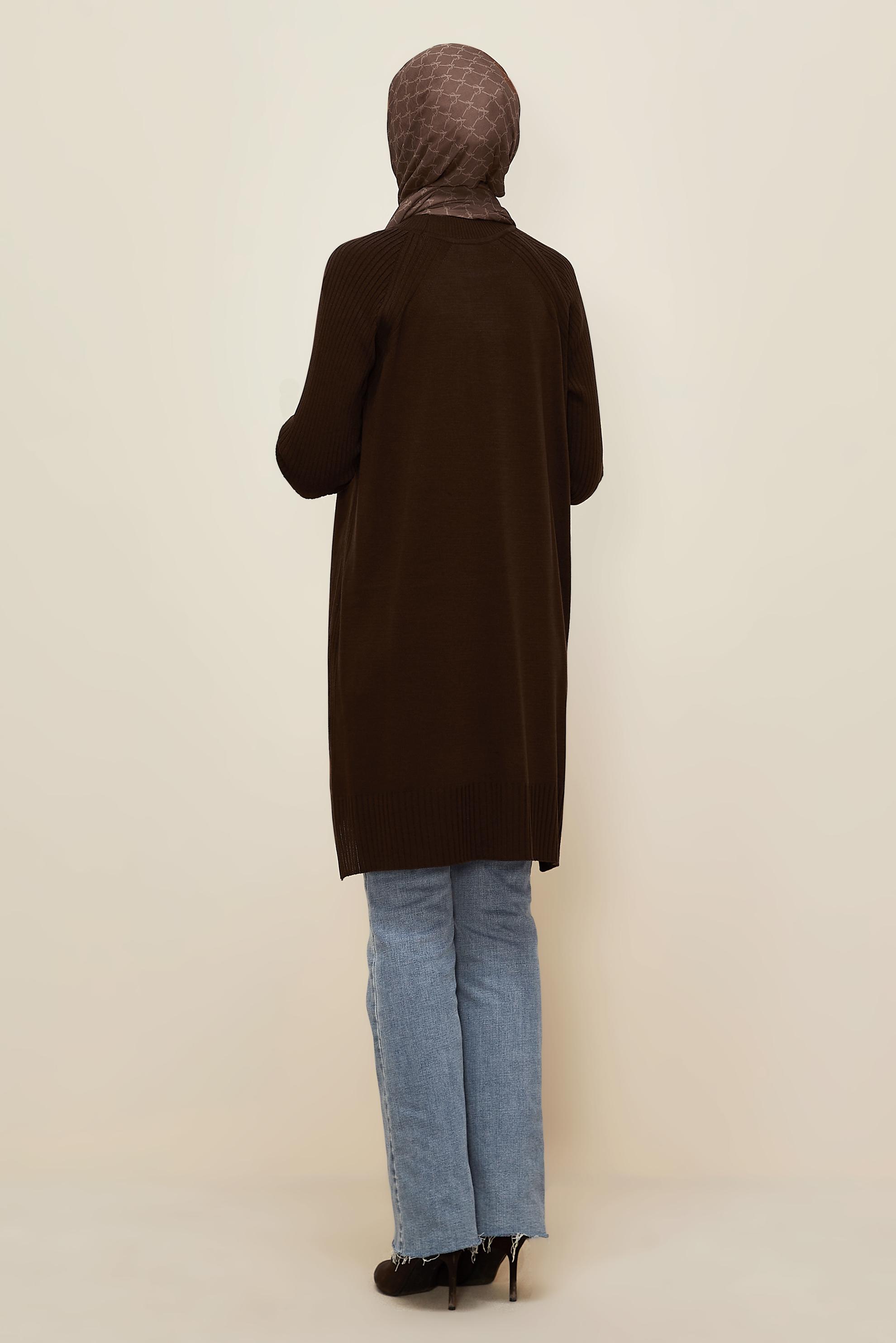 Tesettür giyim KAHVE TRİKO TUNİK 45812