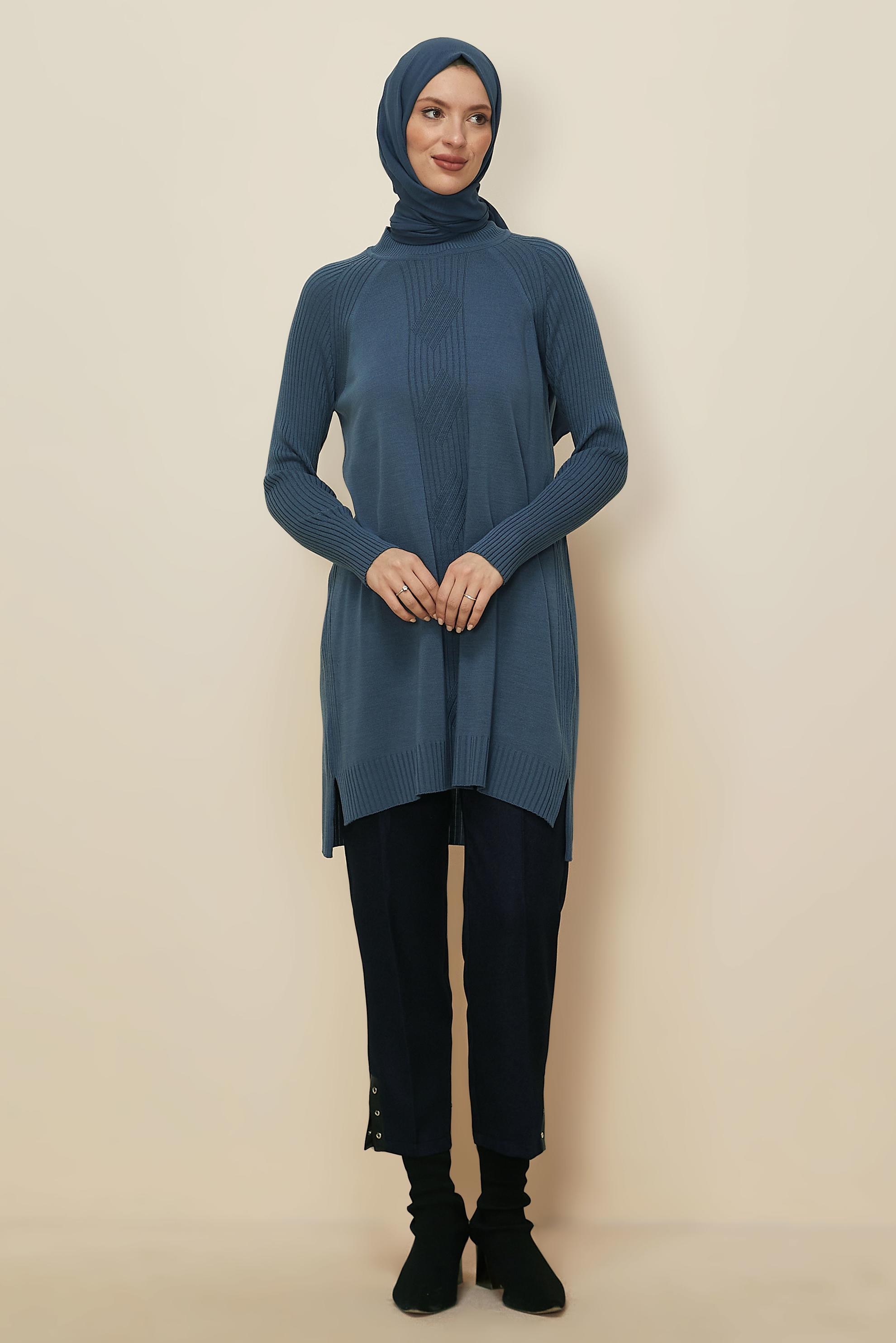 Hijab clothing NAVY BLUE KNITWEAR TUNIC 45812