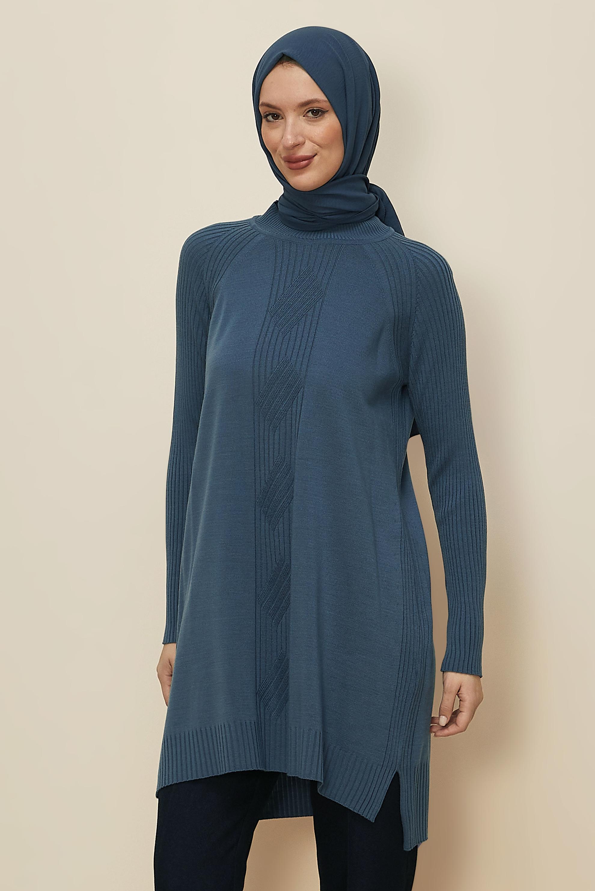 Hijab clothing NAVY BLUE KNITWEAR TUNIC 45812