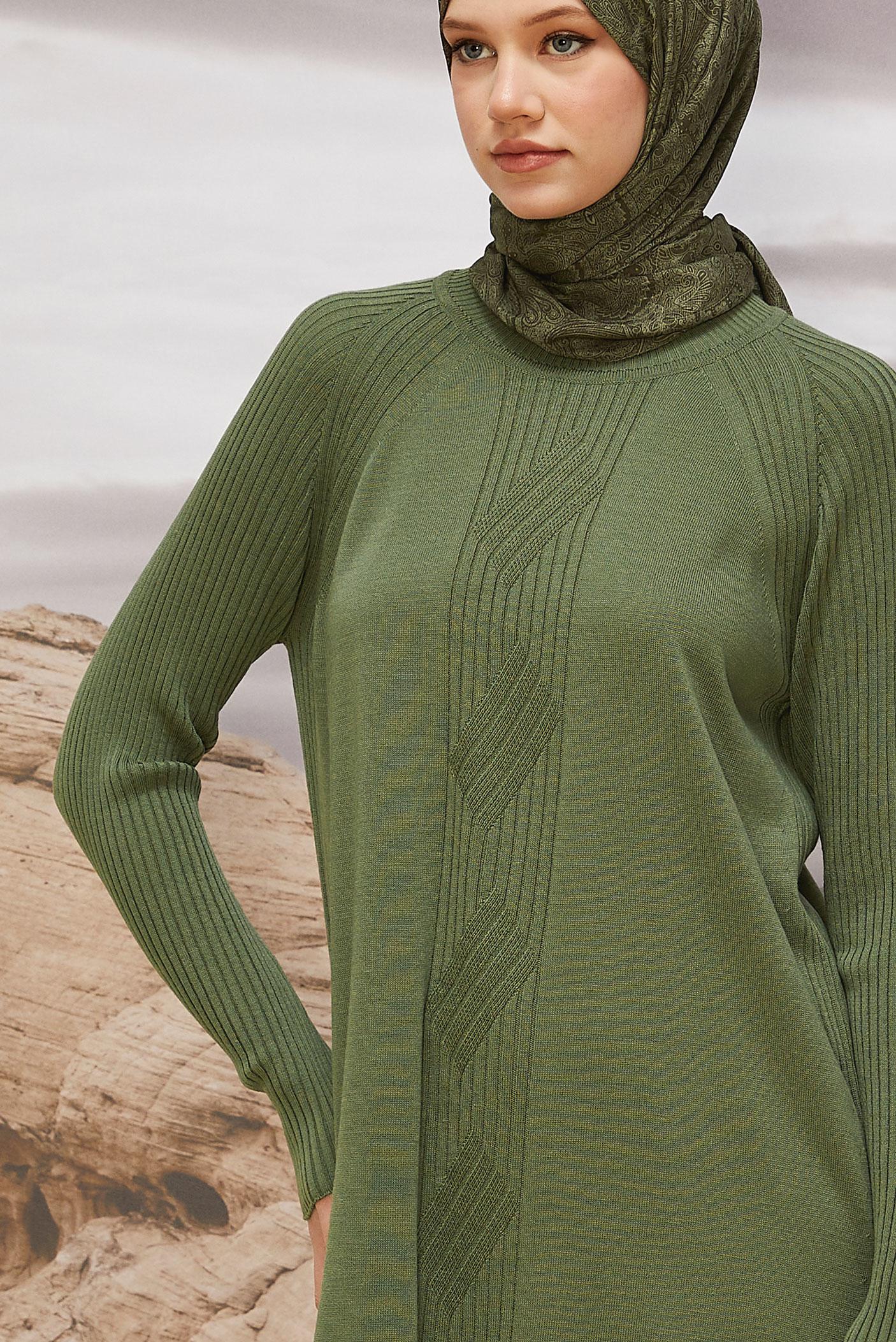 Vêtements hijab VERT TUNIQUE EN MAILLE 45812