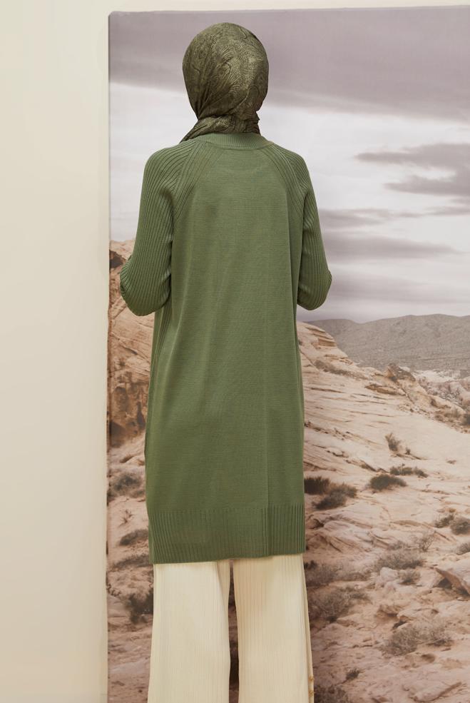 Vêtements hijab VERT TUNIQUE EN MAILLE 45812 - ALVİNA