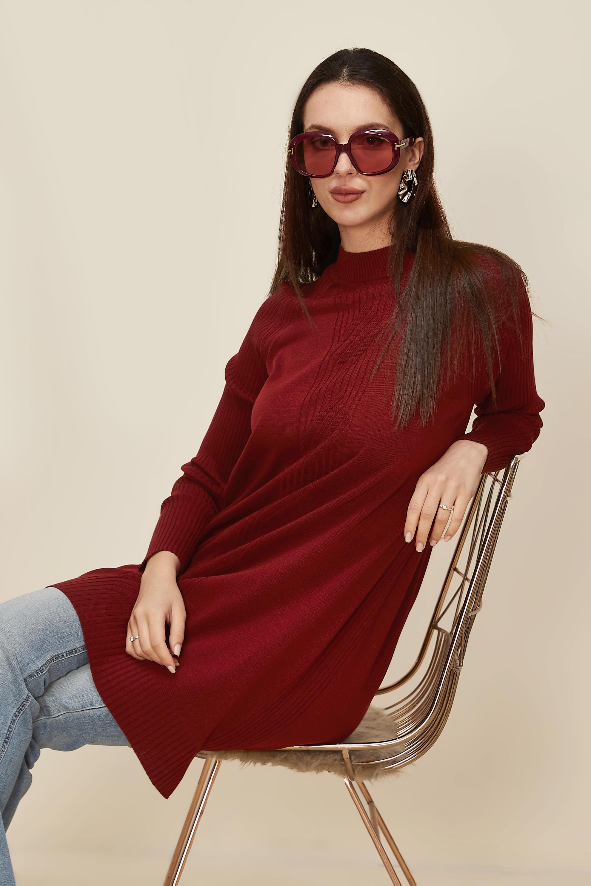 Hijab clothing CLARET RED KNITWEAR TUNIC 45812