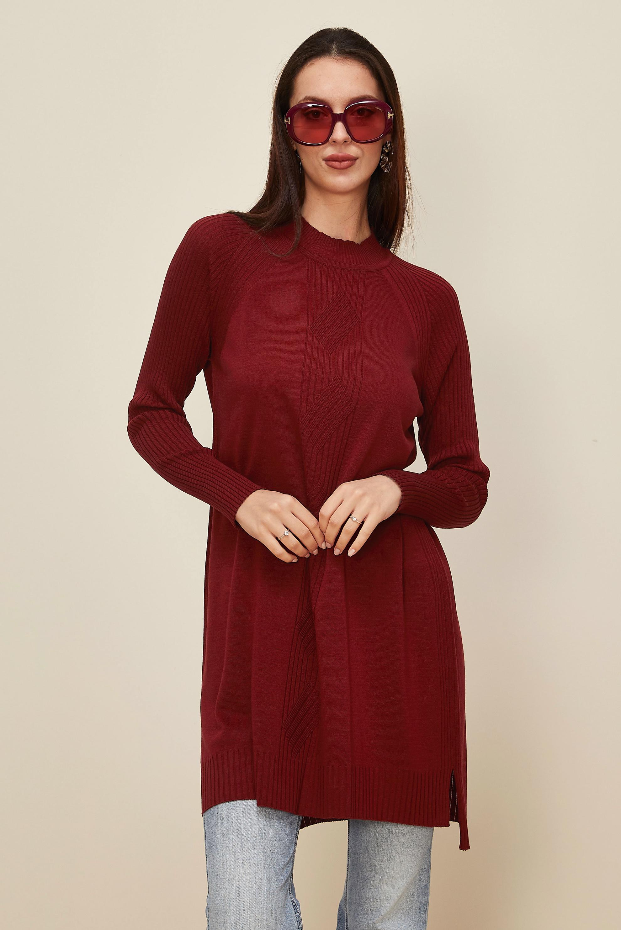 Hijab clothing CLARET RED KNITWEAR TUNIC 45812