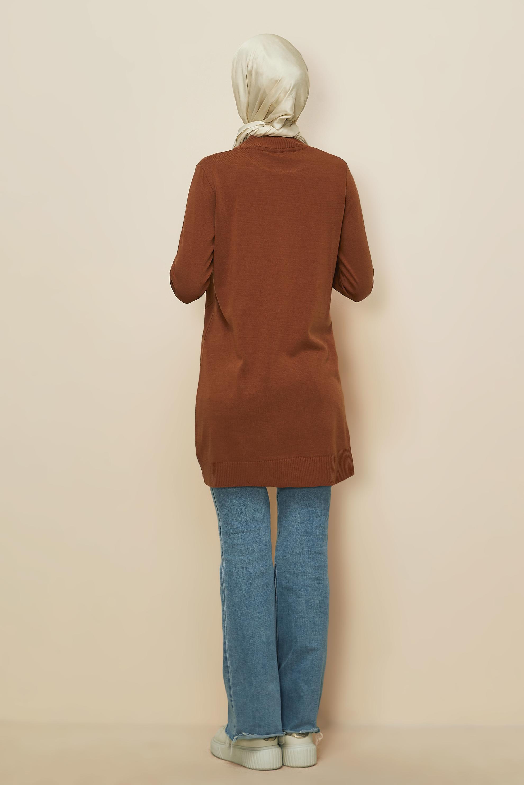 Tesettür giyim TURUNCU DESENLİ TRİKO TUNİK 45813