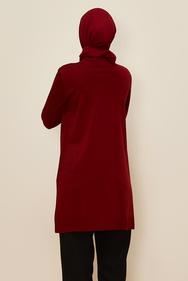 Tesettür giyim BORDO DESENLİ TRİKO TUNİK 45813 - ALVİNA