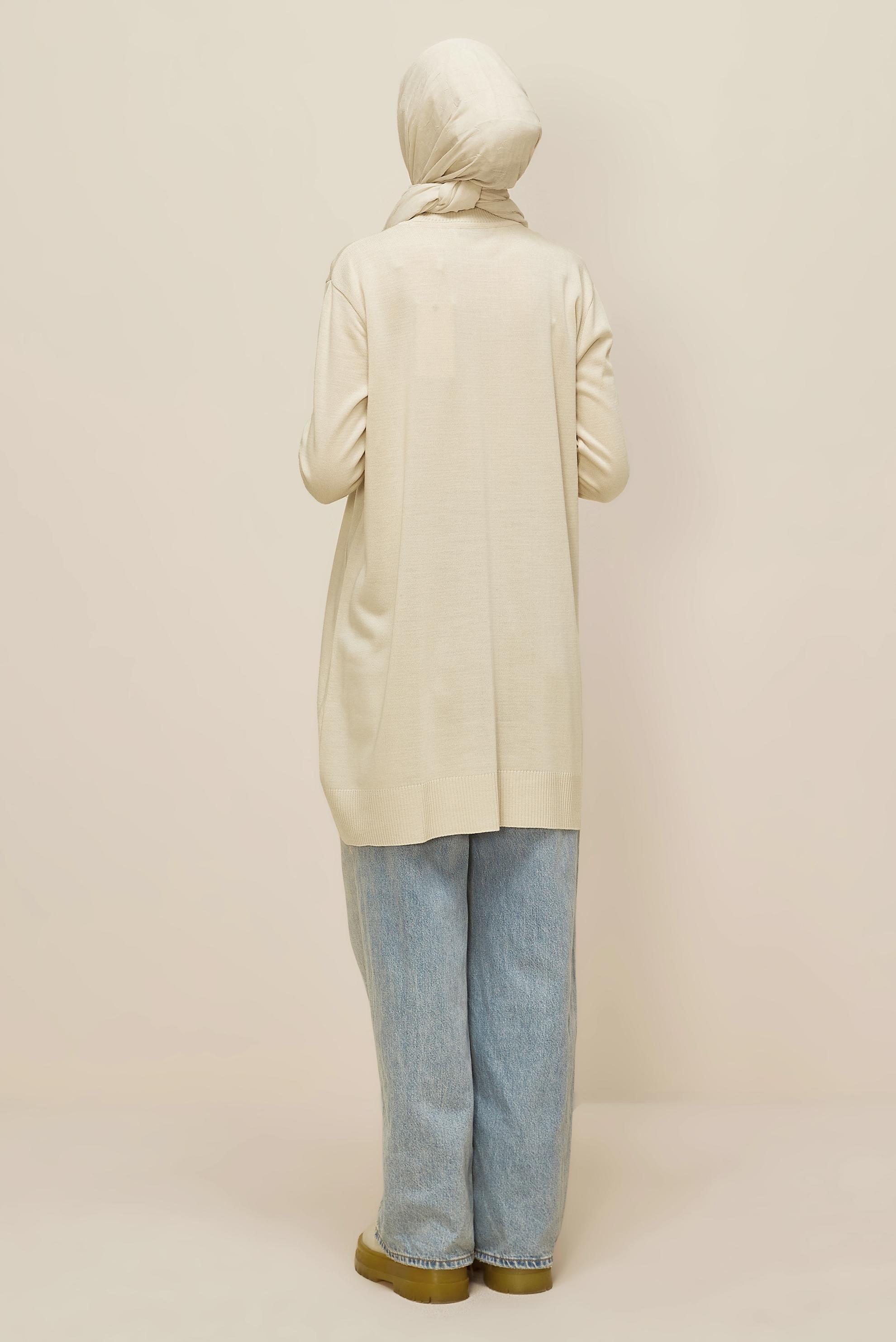 Tesettür giyim BEJ NAKIŞLI TRİKO TUNİK 45814