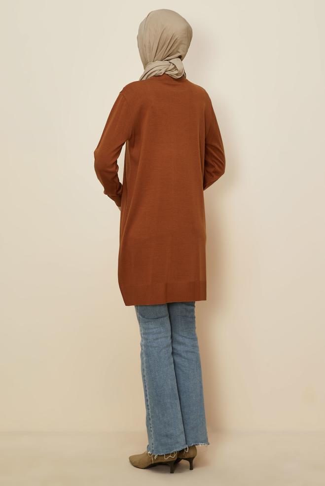 Tesettür giyim TURUNCU NAKIŞLI TRİKO TUNİK 45814 - ALVİNA