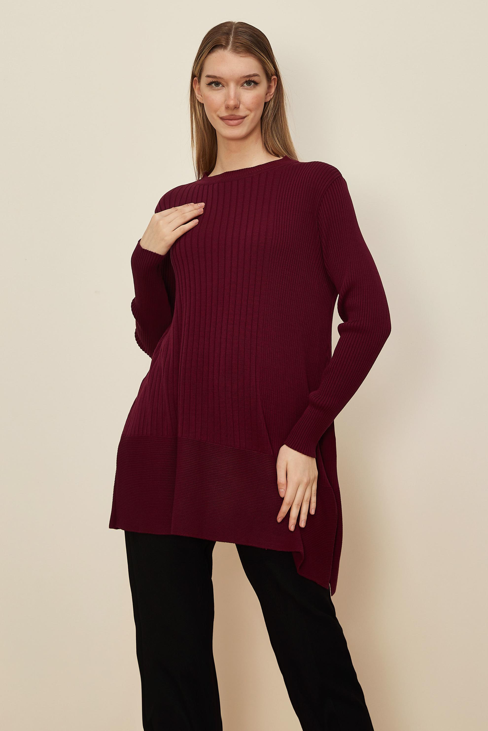 Tesettür giyim BORDO TRİKO TUNİK 45815