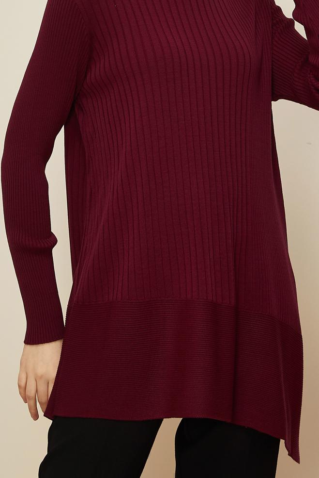 Tesettür giyim BORDO TRİKO TUNİK 45815 - ALVİNA