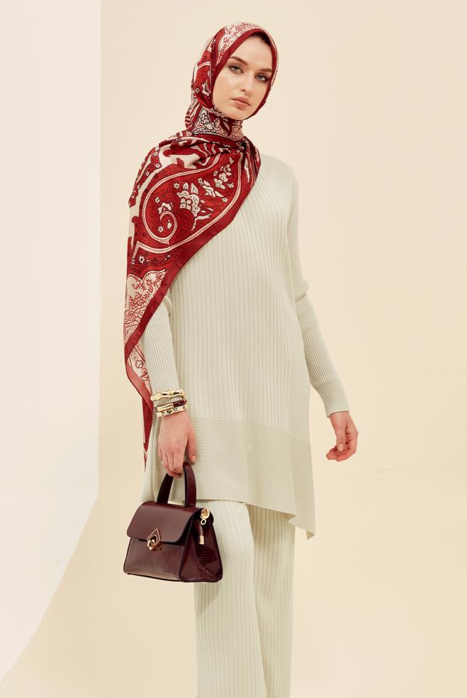 Hijab clothing BEIGE KNITWEAR TUNIC 45815 - ALVİNA