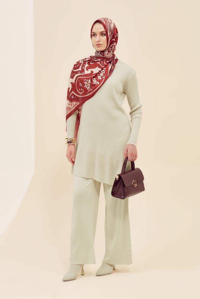 Hijab clothing BEIGE KNITWEAR TUNIC 45815 - ALVİNA