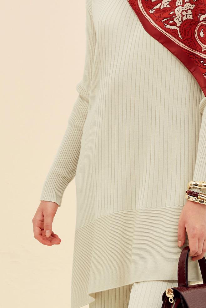 Hijab clothing BEIGE KNITWEAR TUNIC 45815 - ALVİNA