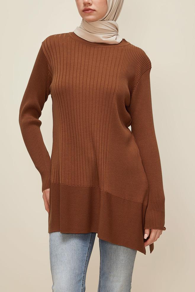 Tesettür giyim TURUNCU TRİKO TUNİK 45815 - ALVİNA