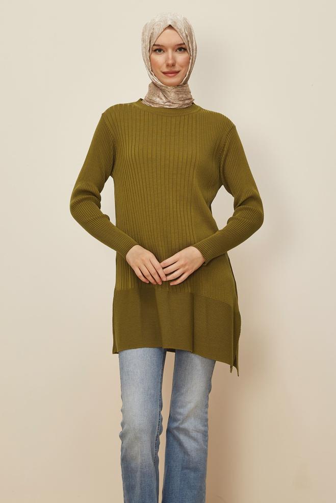 Tesettür giyim YEŞİL TRİKO TUNİK 45815 - ALVİNA