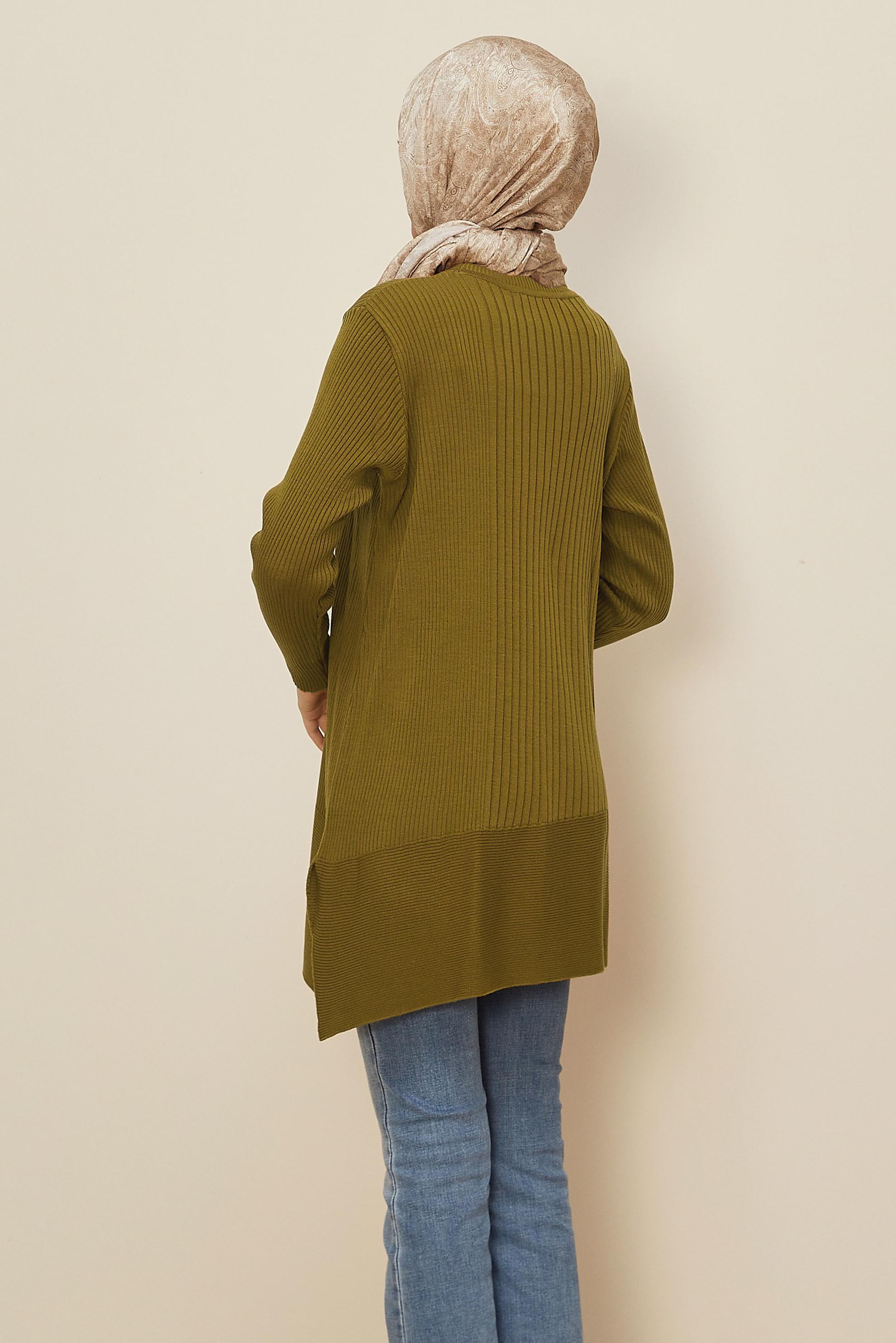 Tesettür giyim YEŞİL TRİKO TUNİK 45815