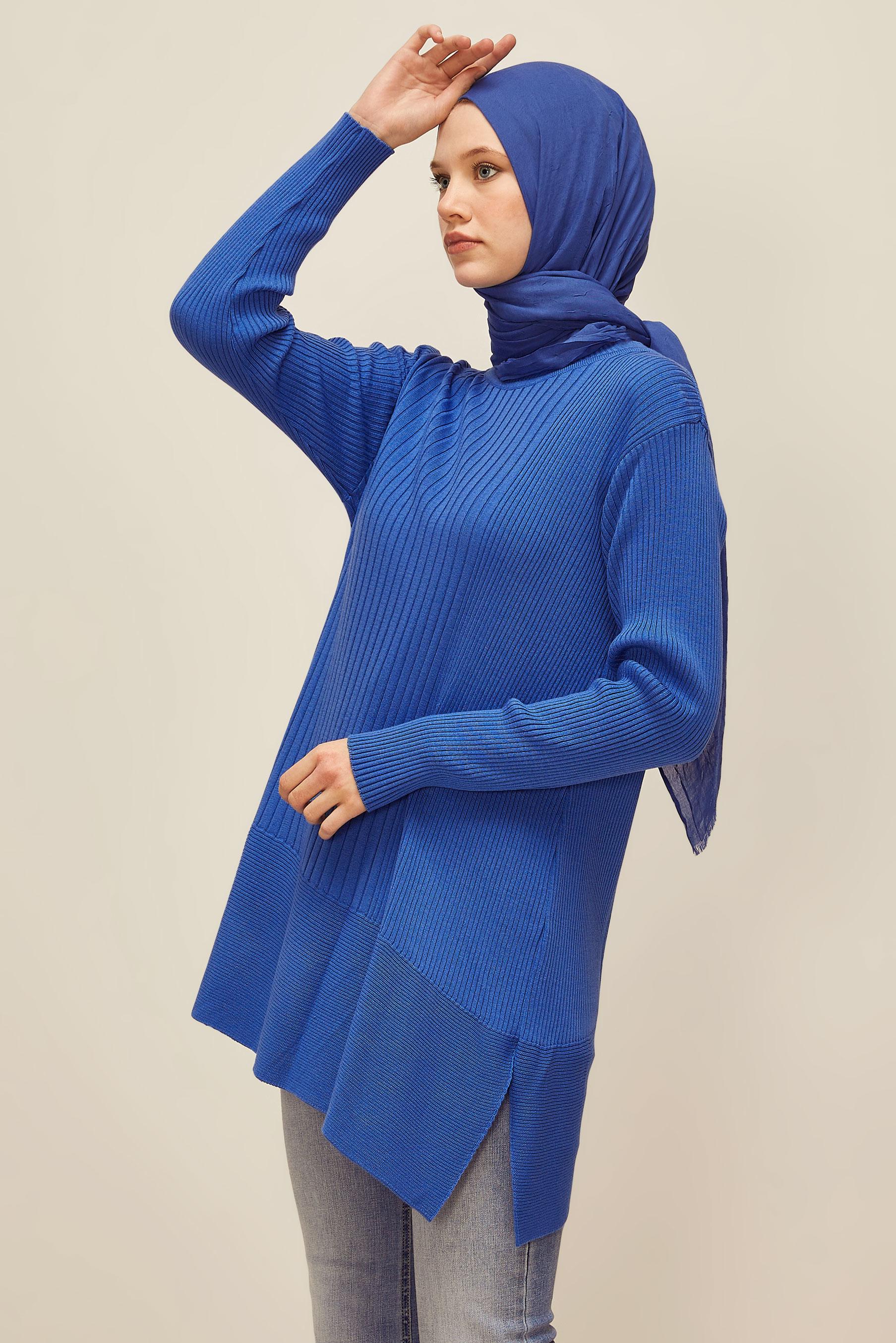 Tesettür giyim MAVİ TRİKO TUNİK 45815