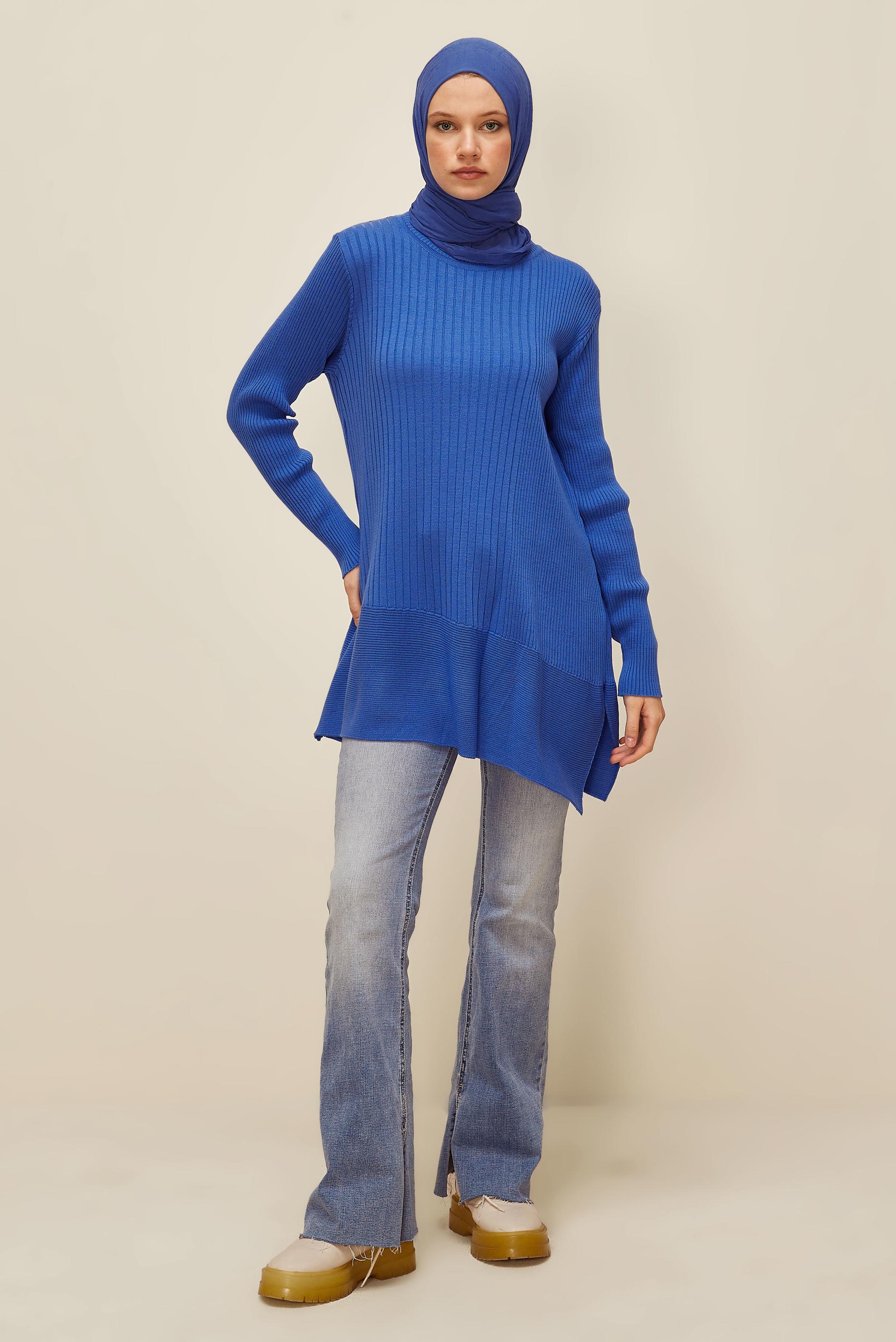 Tesettür giyim MAVİ TRİKO TUNİK 45815