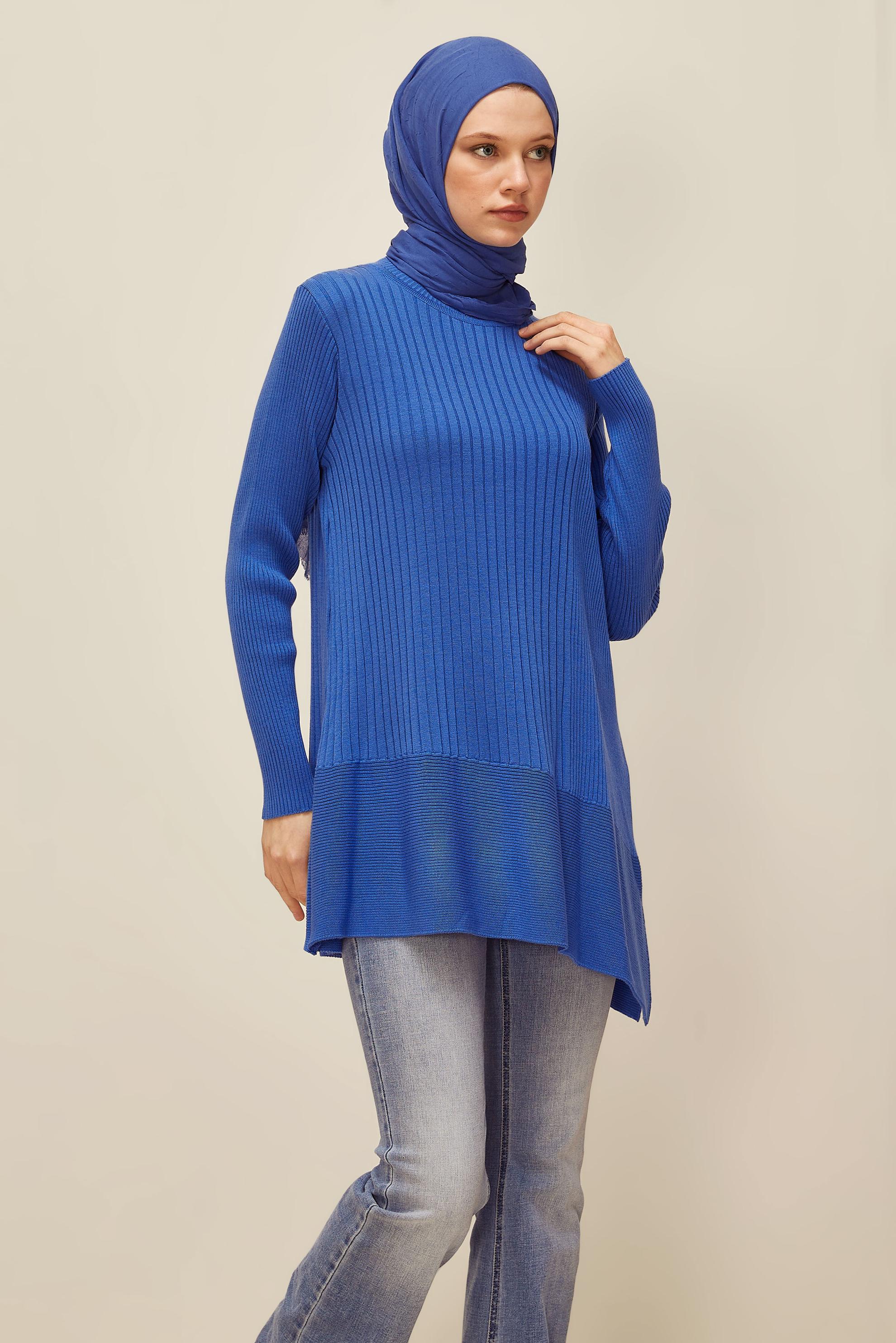 Tesettür giyim MAVİ TRİKO TUNİK 45815