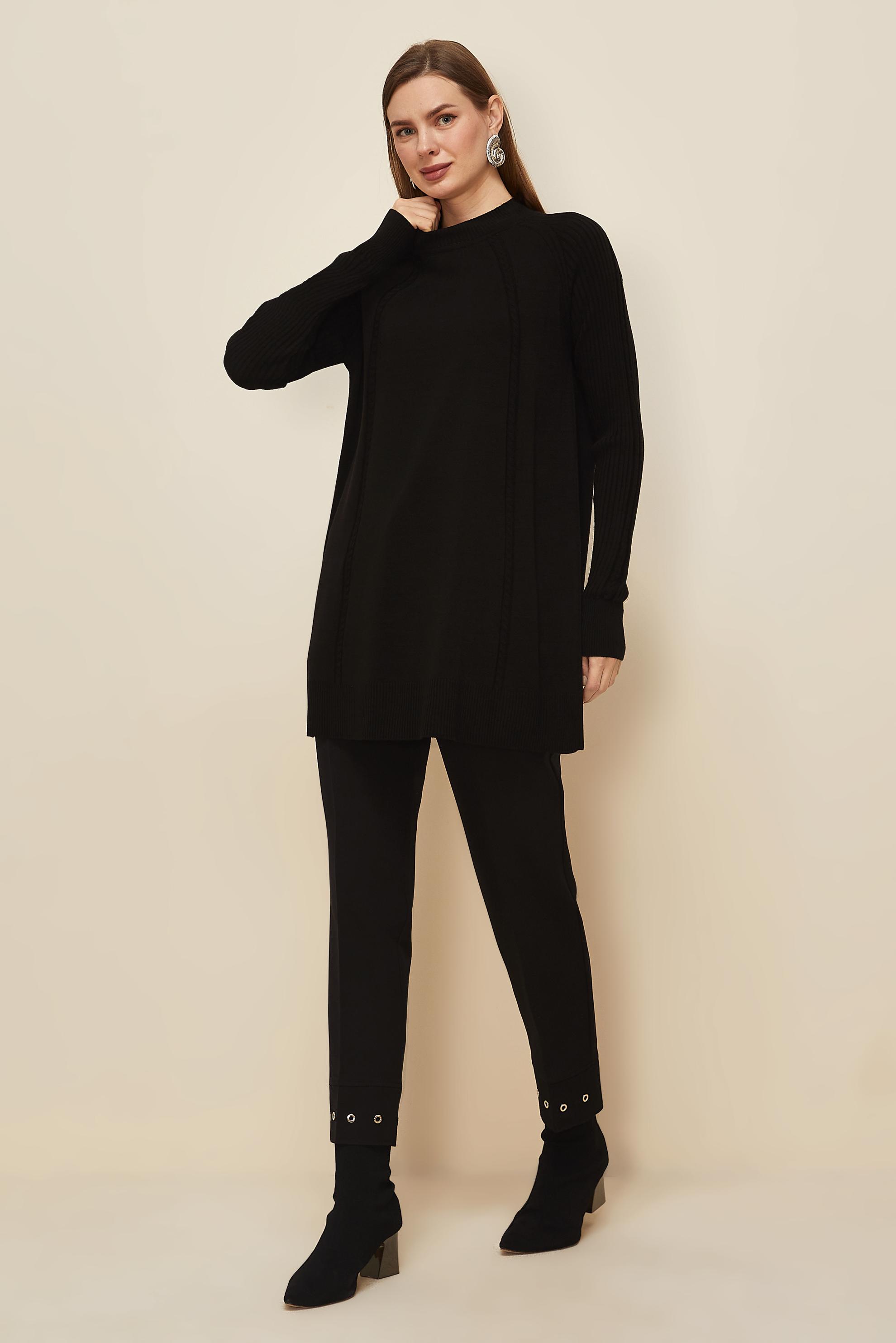 Tesettür giyim SİYAH TRİKO TUNİK 45816